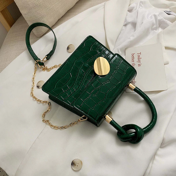 Big and mini golden buckel croco bag - Miss-originality