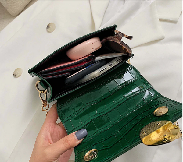 Big and mini golden buckel croco bag - Miss-originality