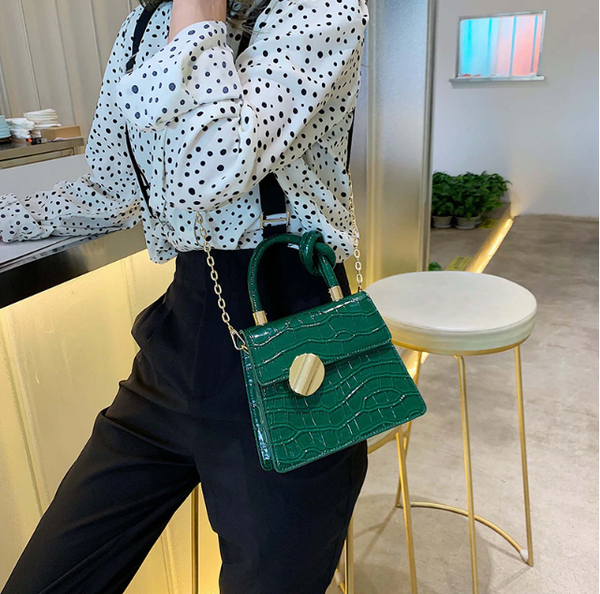 Big and mini golden buckel croco bag - Miss-originality