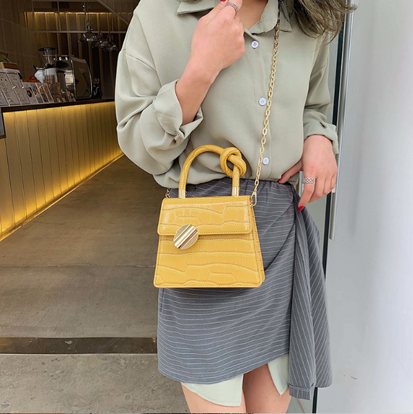 Big and mini golden buckel croco bag - Miss-originality