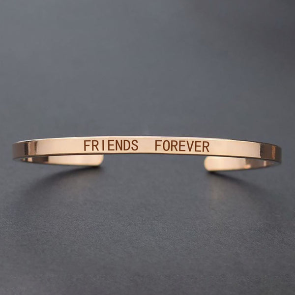 Sister Forever Friends Forever Quote Bracelet Stainless Steel Cuff - Miss-originality