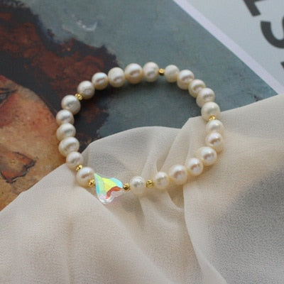 New Baroque Irregular Pearls Gold Metal Link Chain Bracelets - Miss-originality