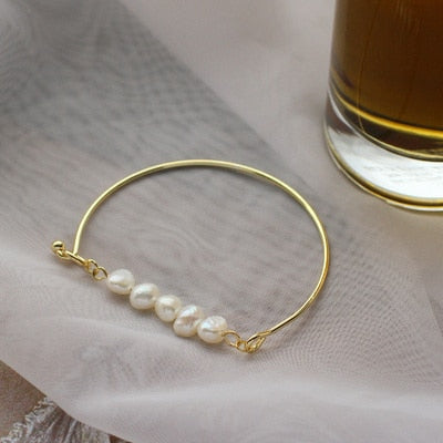 New Baroque Irregular Pearls Gold Metal Link Chain Bracelets - Miss-originality