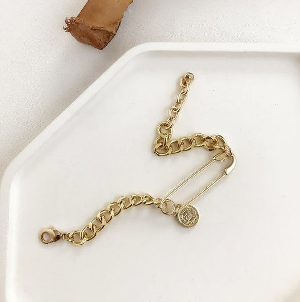 New Baroque Irregular Pearls Gold Metal Link Chain Bracelets - Miss-originality