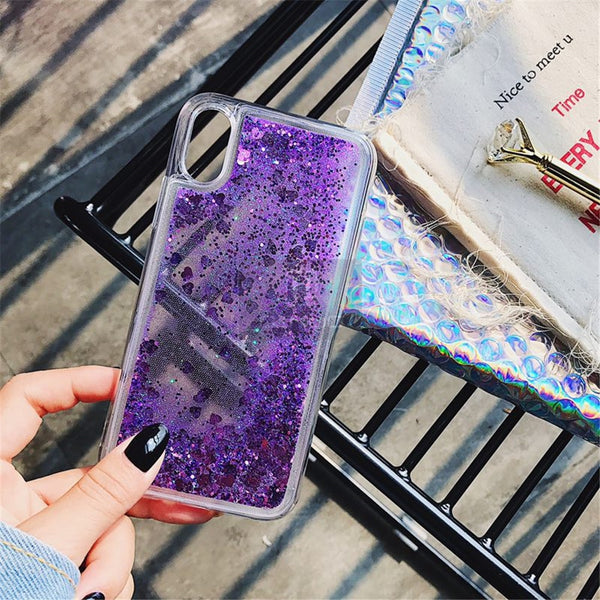 Love Heart Glitter Phone Case For iphone Liquid Quicksand Cover Bling Sequin - Miss-originality