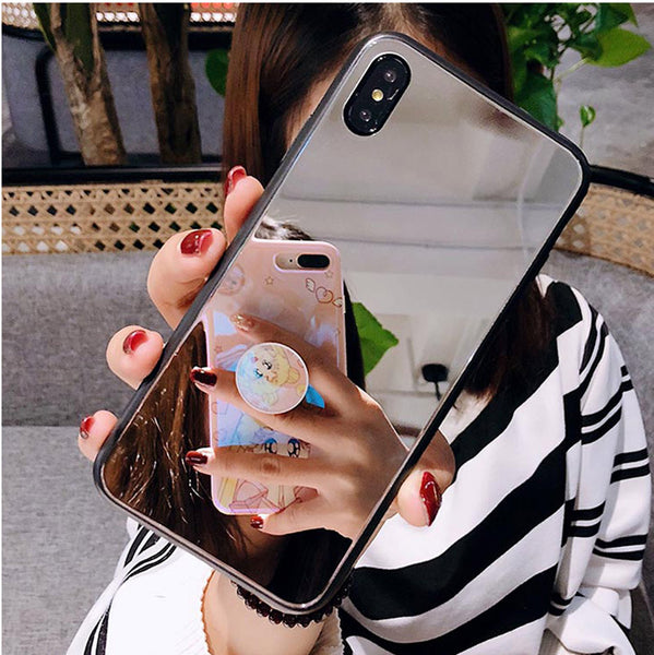 Shock-Proof Phone Case For iPhone 11 Pro XS MAX XR 7 8 Plus X Luxury Cosmetic mirror Girly Glass TPU+PC Phone Back Cover Coque - Miss-originality