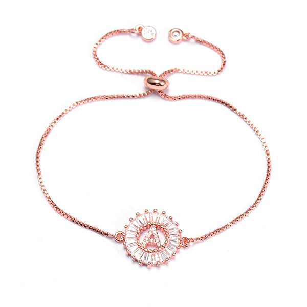 Pipitree Cubic Zirconia 26 Alphabet Letter Charm Bracelet Femme Copper A-Q Initial Chain Bracelets for Women Jewelry Adjustable - Miss-originality
