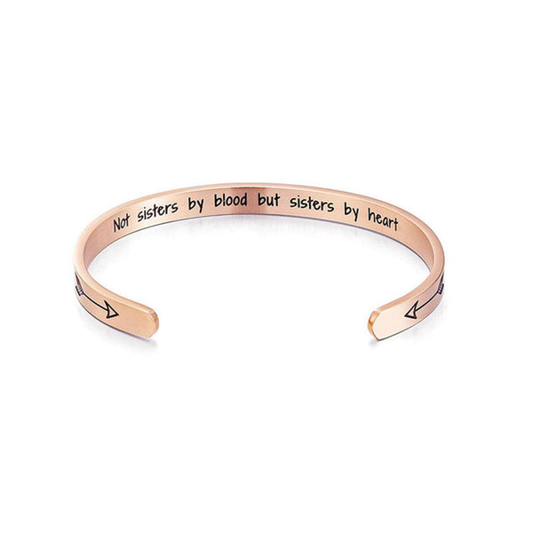 Friendship Stainless Steel Bracelets Best Friends Cuff Bracelet Bangle “Not Sisters By Blood But Sisters By Heart” - Miss-originality