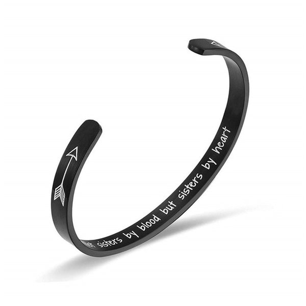 Friendship Stainless Steel Bracelets Best Friends Cuff Bracelet Bangle “Not Sisters By Blood But Sisters By Heart” - Miss-originality