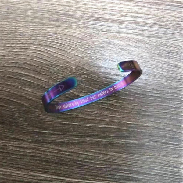 Friendship Stainless Steel Bracelets Best Friends Cuff Bracelet Bangle “Not Sisters By Blood But Sisters By Heart” - Miss-originality