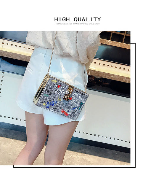 Letter Graffiti Box Design Handbag - Miss-originality