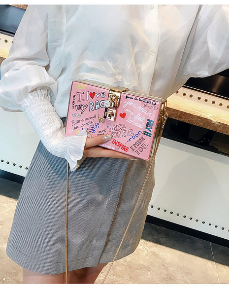 Letter Graffiti Box Design Handbag - Miss-originality