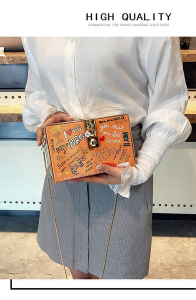 Letter Graffiti Box Design Handbag - Miss-originality