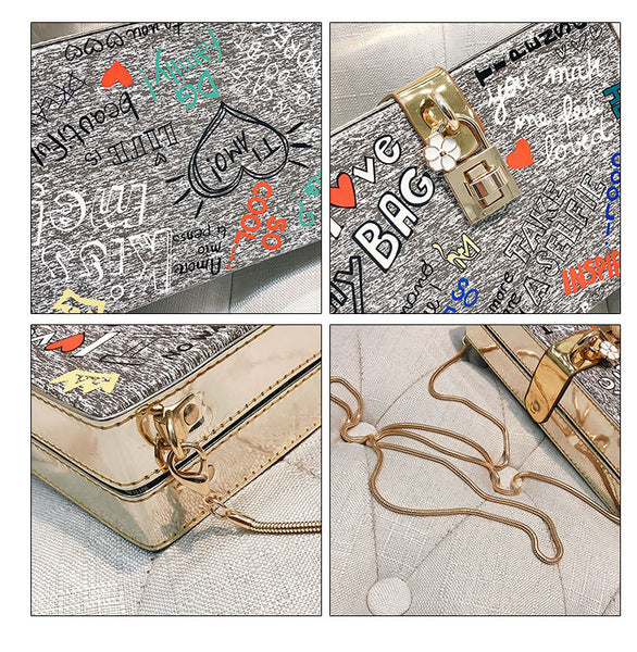 Letter Graffiti Box Design Handbag - Miss-originality