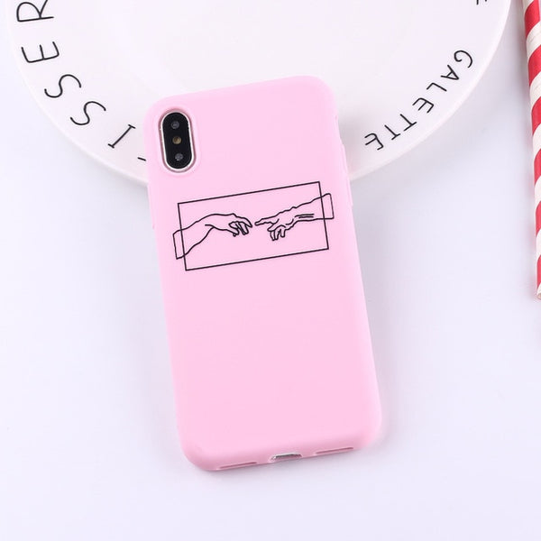 Mona Lisa Art David lines Painted Pattern Soft Matte Candy Phone Case Fundas For iPhone - Miss-originality