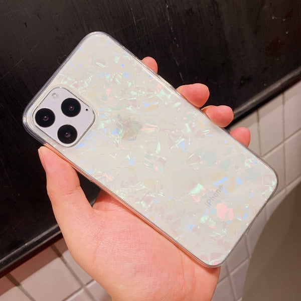 Glitter Shell Pattern Sparkle Bling Crystal Clear Soft TPU Phone Case For iPhone - Miss-originality