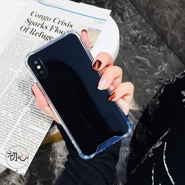 Shock-Proof Phone Case For iPhone 11 Pro XS MAX XR 7 8 Plus X Luxury Cosmetic mirror Girly Glass TPU+PC Phone Back Cover Coque - Miss-originality