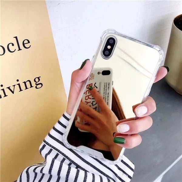 Shock-Proof Phone Case For iPhone 11 Pro XS MAX XR 7 8 Plus X Luxury Cosmetic mirror Girly Glass TPU+PC Phone Back Cover Coque - Miss-originality
