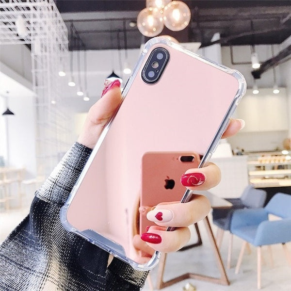 Shock-Proof Phone Case For iPhone 11 Pro XS MAX XR 7 8 Plus X Luxury Cosmetic mirror Girly Glass TPU+PC Phone Back Cover Coque - Miss-originality