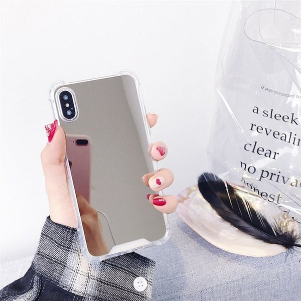 Shock-Proof Phone Case For iPhone 11 Pro XS MAX XR 7 8 Plus X Luxury Cosmetic mirror Girly Glass TPU+PC Phone Back Cover Coque - Miss-originality