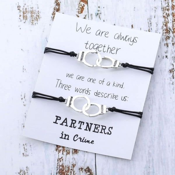 Partners In Crime Handcuff Bracelet Set BBF Bracelet Matching Bracelets - Miss-originality