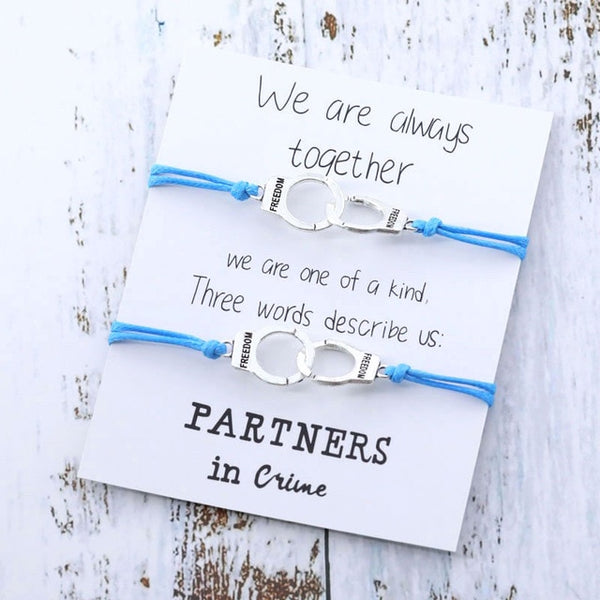 Partners In Crime Handcuff Bracelet Set BBF Bracelet Matching Bracelets - Miss-originality