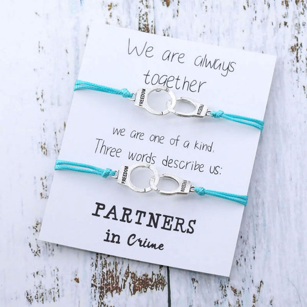 Partners In Crime Handcuff Bracelet Set BBF Bracelet Matching Bracelets - Miss-originality