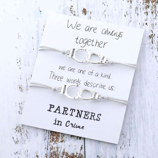Partners In Crime Handcuff Bracelet Set BBF Bracelet Matching Bracelets - Miss-originality