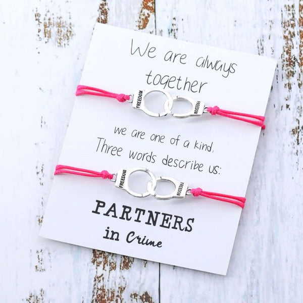 Partners In Crime Handcuff Bracelet Set BBF Bracelet Matching Bracelets - Miss-originality