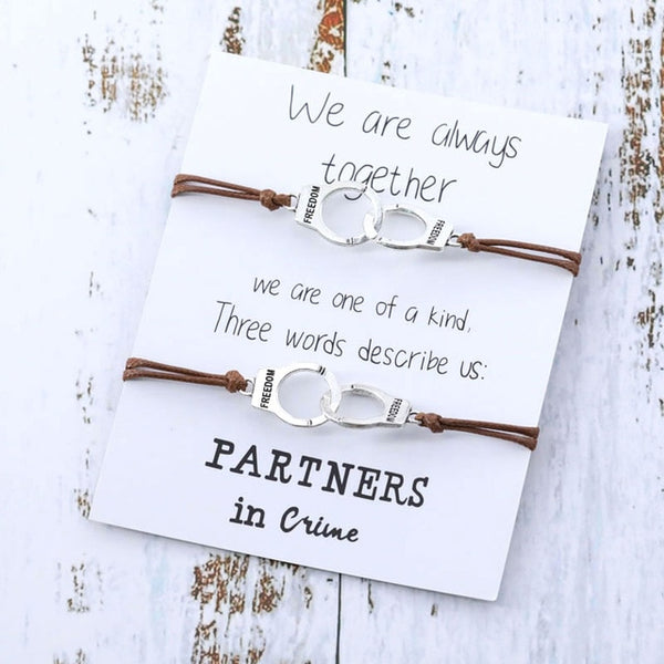 Partners In Crime Handcuff Bracelet Set BBF Bracelet Matching Bracelets - Miss-originality