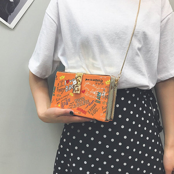 Letter Graffiti Box Design Handbag - Miss-originality