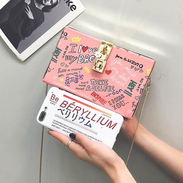 Letter Graffiti Box Design Handbag - Miss-originality