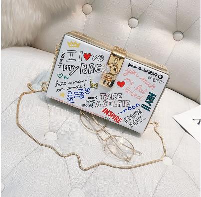 Letter Graffiti Box Design Handbag - Miss-originality