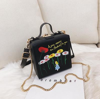 Alice Box Style Embroidered Cartoon PatternMessenger Bag - Miss-originality