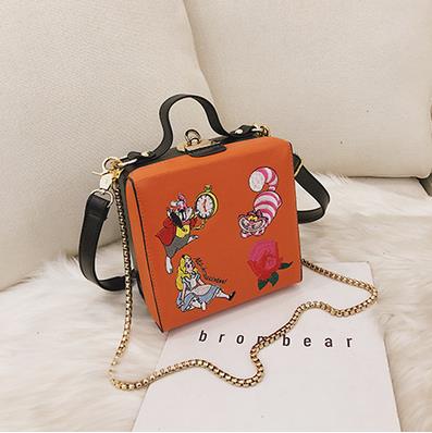 Alice Box Style Embroidered Cartoon PatternMessenger Bag - Miss-originality