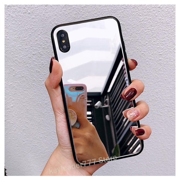 Shock-Proof Phone Case For iPhone 11 Pro XS MAX XR 7 8 Plus X Luxury Cosmetic mirror Girly Glass TPU+PC Phone Back Cover Coque - Miss-originality