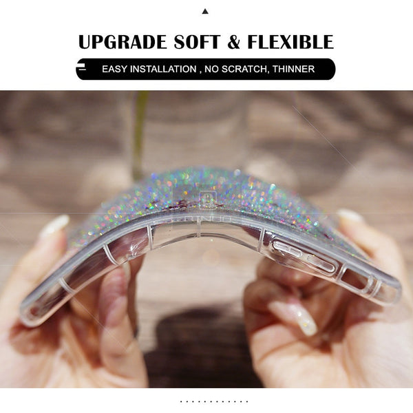 Love Heart Glitter Phone Case For iphone Liquid Quicksand Cover Bling Sequin - Miss-originality