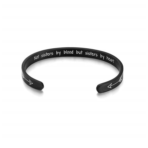 Friendship Stainless Steel Bracelets Best Friends Cuff Bracelet Bangle “Not Sisters By Blood But Sisters By Heart” - Miss-originality