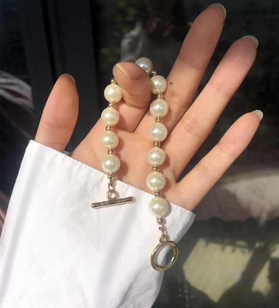 New Baroque Irregular Pearls Gold Metal Link Chain Bracelets - Miss-originality