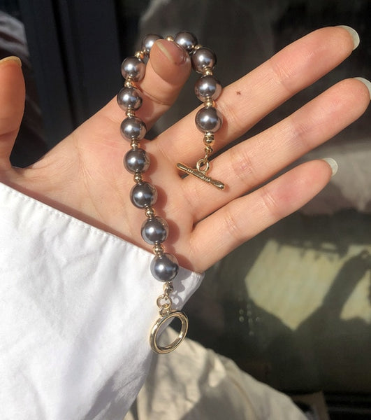 New Baroque Irregular Pearls Gold Metal Link Chain Bracelets - Miss-originality