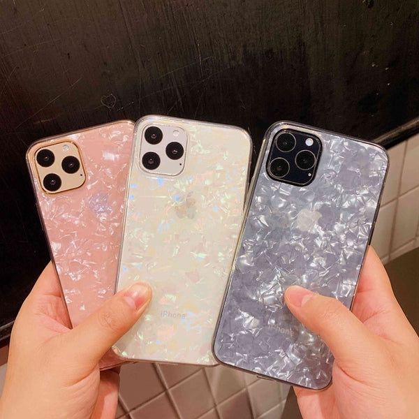 Glitter Shell Pattern Sparkle Bling Crystal Clear Soft TPU Phone Case For iPhone - Miss-originality