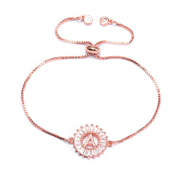 Pipitree Cubic Zirconia 26 Alphabet Letter Charm Bracelet Femme Copper A-Q Initial Chain Bracelets for Women Jewelry Adjustable - Miss-originality