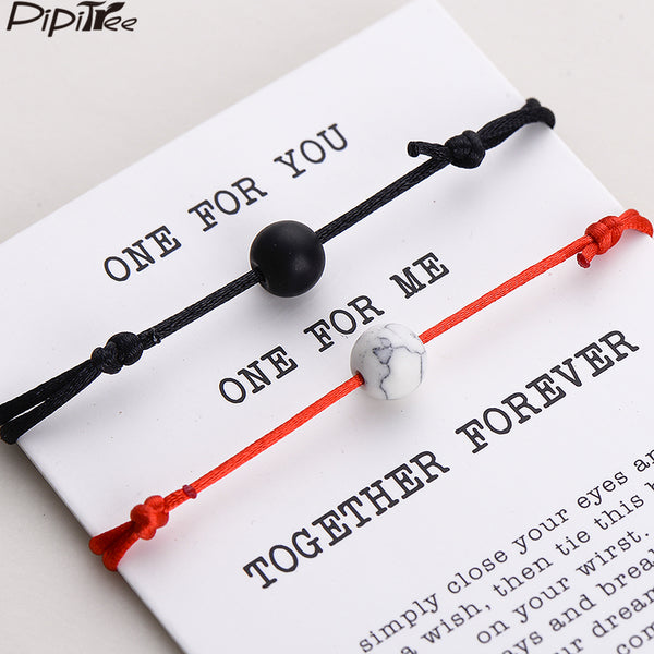 Matte Lava Stone Natural Stone Bead Bracelet Red String Braiding Couple Bracelets - Miss-originality
