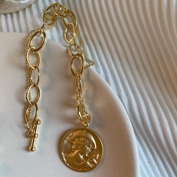 New Baroque Irregular Pearls Gold Metal Link Chain Bracelets - Miss-originality